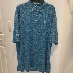 Peter Millar Scotty Cameron Teal Patterned Polo Shirt